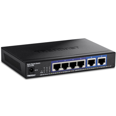 TRENDnet TEG-S762 6-Port Unmanaged MultiGig Ethernet Switch, 2.5G and 10G ports, wall mountable